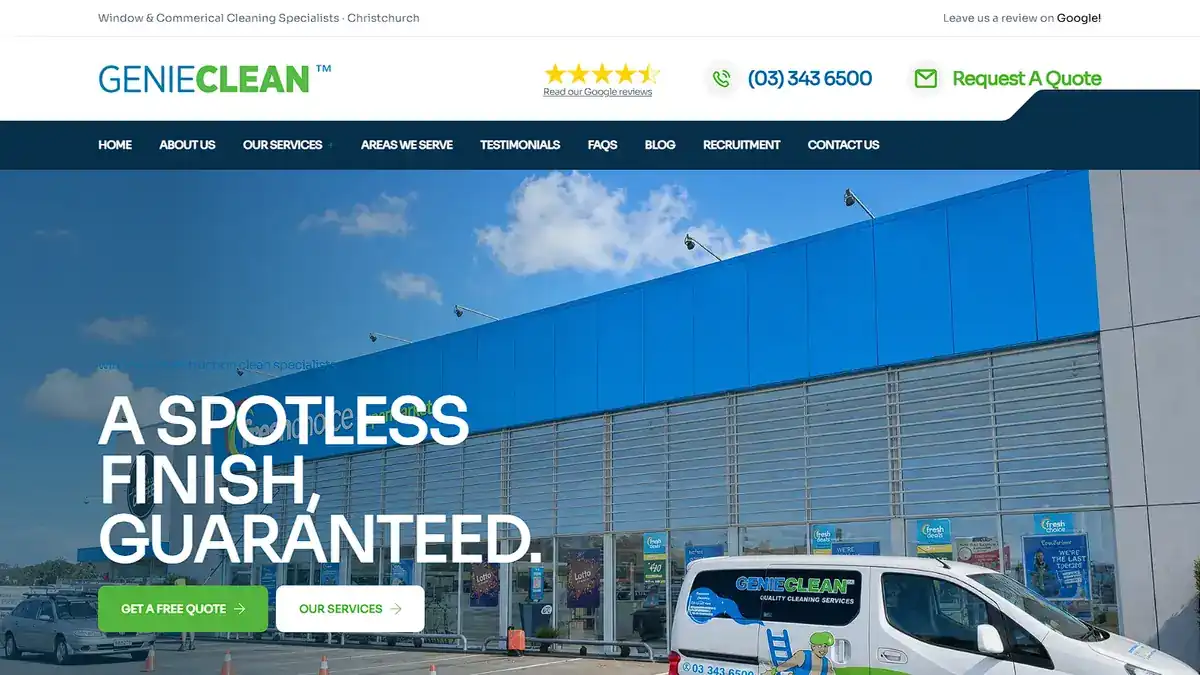 Genie Clean website, designed by VF Digital