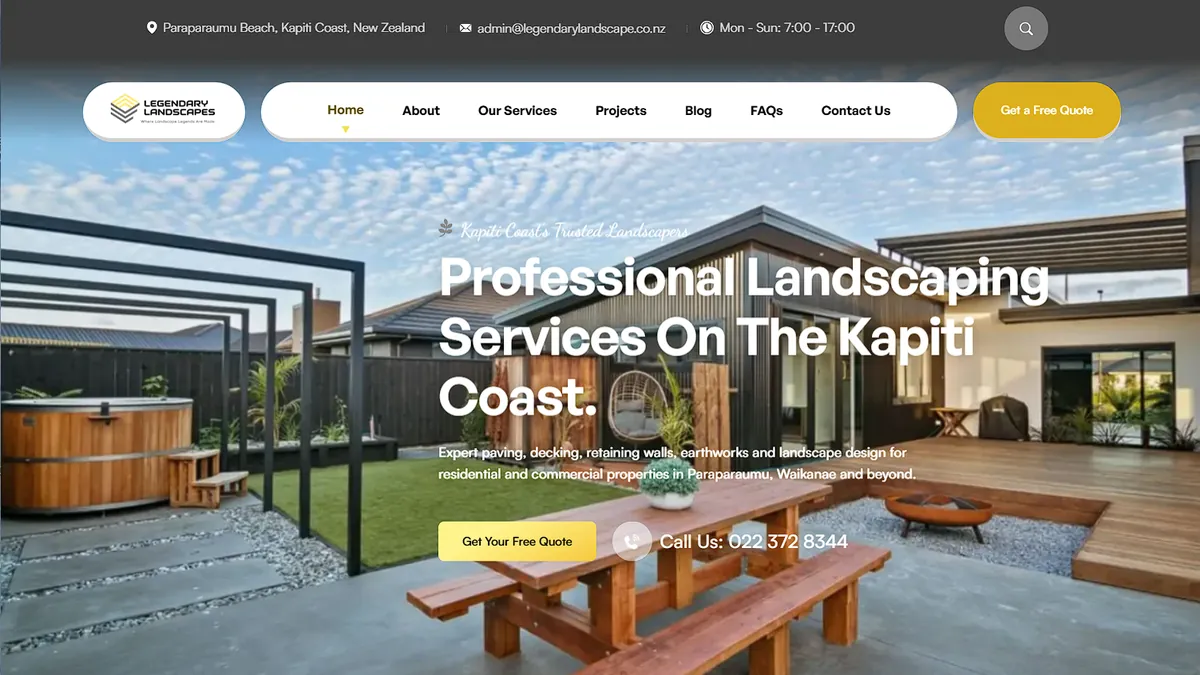 Legendary Landscapes website, designed by VF Digital