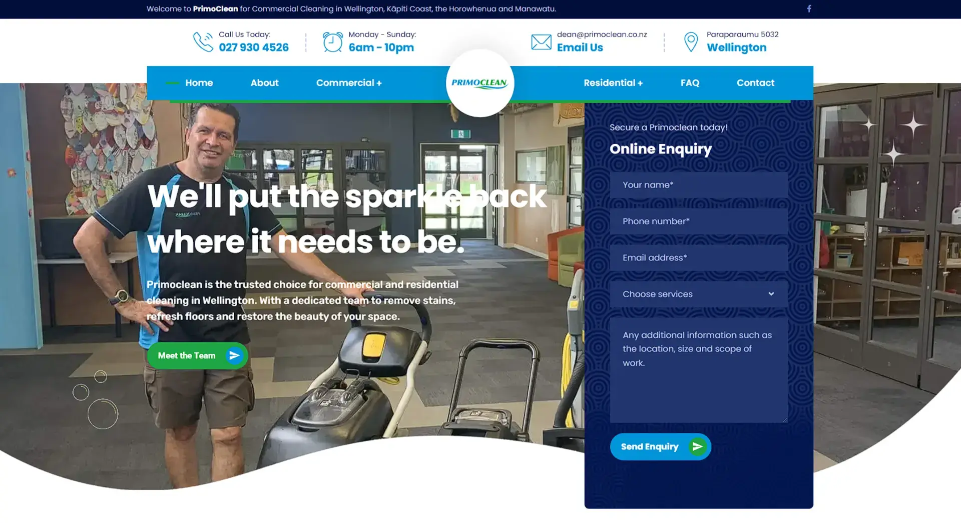 PrimoClean website, designed by VF Digital
