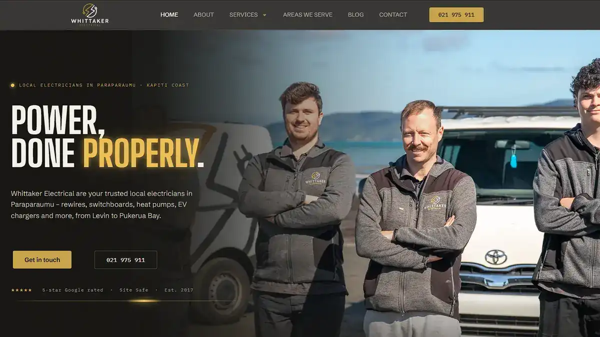 Whittaker Electrical website, designed by VF Digital